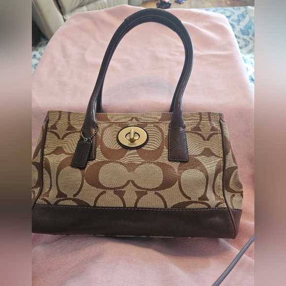 Coach Handbags - Coach Brown And Gold Shoulder Bag